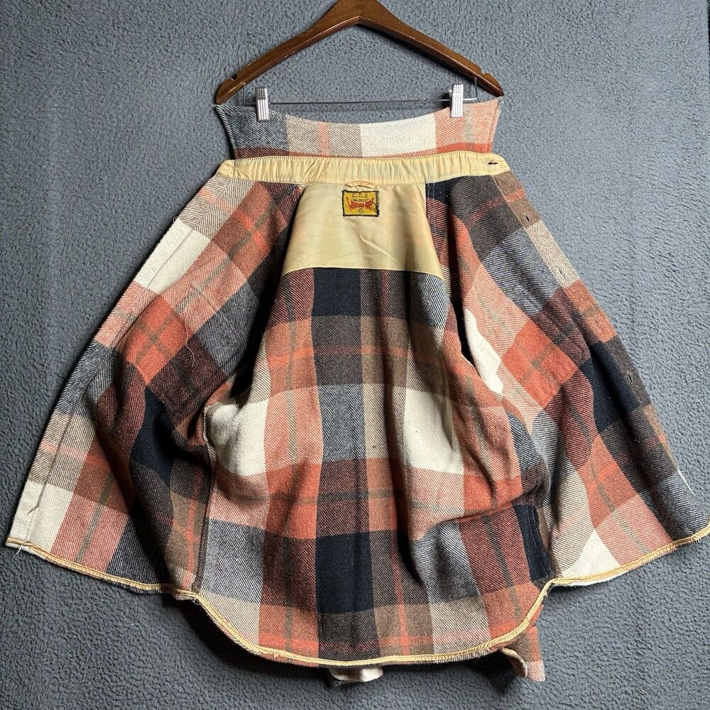 True Vintage 60s CPO Wool Shirt Shacket Mens Large Check Plaid Flannel USA - Picture 8 of 14